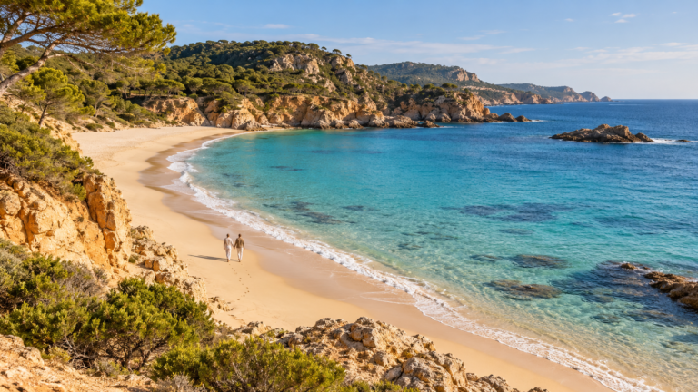 Playa española en calma otoñal